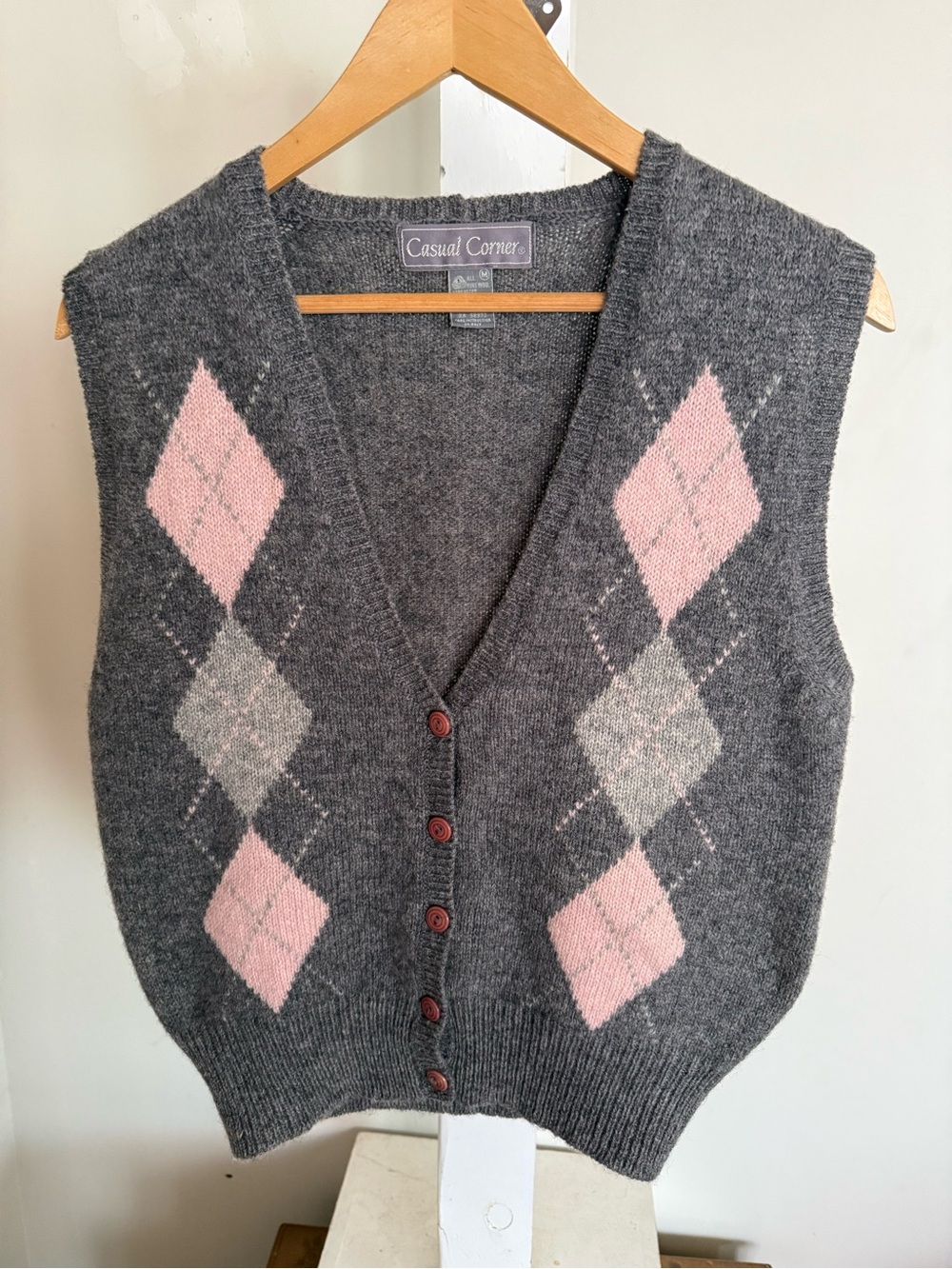 Vintage Casual Corner Argyle Wool Sweater Vest